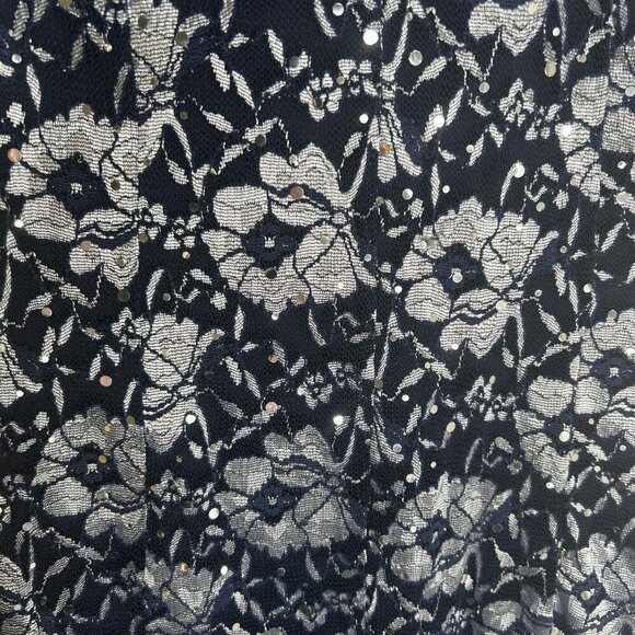 Candalite Dress Womens M Silver Lace Sequin Fairy Formal Maxi Evening Gown Y2K - Picture 4 of 15